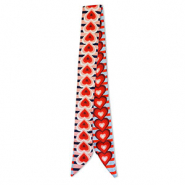 Bandana Pa&ntilde;uelo con corazones Azul claro-rojo-rosa claro