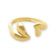 Anillos Acero Inox coraz&oacute;n Dorado
