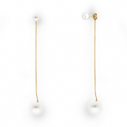 Pendientes Acero Inox con imitaci&oacute;n de perlas Dorado