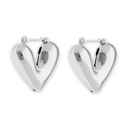 Pendientes Acero Inox criollas coraz&oacute;n Plateado
