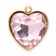 Colgantes Acero Inox faceteado coraz&oacute;n Dorado-rosado