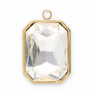 Colgantes Acero Inox faceteado rect&aacute;ngulo Dorado-cristal