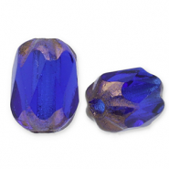 Abalorios Checos FPB &oacute;valo 6x4mm Dark sapphire-bronze