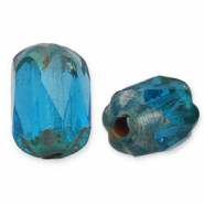 Abalorios Checos FPB &oacute;valo 6x4mm Aqua-dark travertin