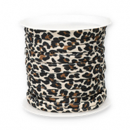 Cinta elástica cosida leopardo Marrón camel-negro