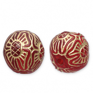 Abalorios acr&iacute;licos 12 mm redondos Rojo-dorado