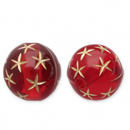 Abalorios acr&iacute;licos 12 mm redondos con estrellas Rojo-dorado