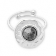 Anillos Acero Inox con piedra natural Plateado-gris oscuro