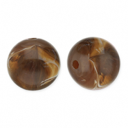 Abalorios acr&iacute;licos 12 mm redondos Marr&oacute;n oscuro-blanco