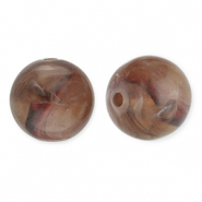 Abalorios acr&iacute;licos 12 mm redondos Marr&oacute;n-blanco