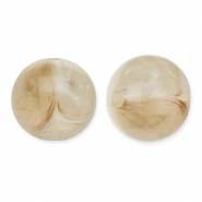 Abalorios acr&iacute;licos 12 mm redondos Marr&oacute;n beige-blanco