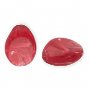 Abalorios acr&iacute;licos gota Rojo-blanco