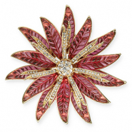 Broches llamativos con anilla flor Dorado-rosa-transparente