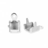 Fornituras acero inox terminal para cadena strass 4mm Plateado