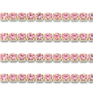 Cadena Strass Acero Inox 3mm Dorado-rosado