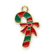 Colgantes Acero Inox bast&oacute;n de caramelo con lazo Dorado-rojo-verde