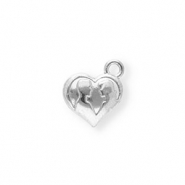 Colgantes Acero Inox coraz&oacute;n con silueta Plateado