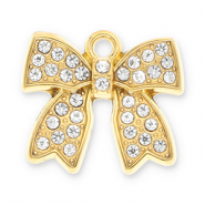 Colgantes Acero Inox lazo con strass Dorado-transparente