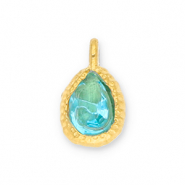 Colgantes Acero Inox gota con faceta Dorado-azul