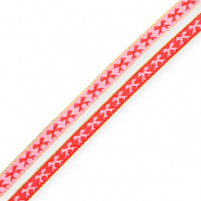 BY31&reg; Cinta con texto lineas lazos Rosa claro-rojo-dorado