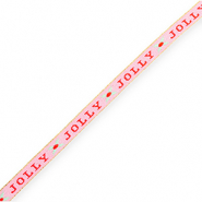 BY31&reg; Cinta con texto lineas "Jolly" Rosa claro-rojo-verde menta-dorado