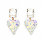 Pendientes de Cristal rect&aacute;ngulo-coraz&oacute;n Transparente-transparente cubierta AB