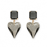 Pendientes de Cristal rect&aacute;ngulo-coraz&oacute;n Gris oscuro-gris