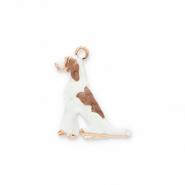 Colgantes met&aacute;licos perro Dorado-blanco-marr&oacute;n claro