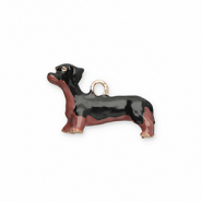 Colgantes met&aacute;licos perrito salchicha Dorado-negro-marr&oacute;n oscuro