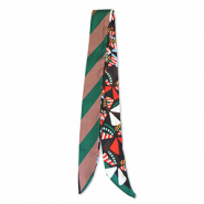 Bandana Pa&ntilde;uelo flores / l&iacute;neas oblicuas Dorado-rojo-verde-marr&oacute;n