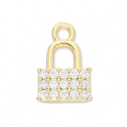 Metal TQ lat&oacute;n colgante candado Dorado-transparente