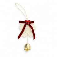 Colgantes trendy fieltro copo de nieve con lazo & campana Blanco-rojo-dorado