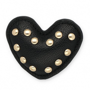 Colgantes llamativos con tachas coraz&oacute;n Negro-dorado