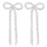 Metal TQ lat&oacute;n pendiente con strass lazo Plateado-cristal