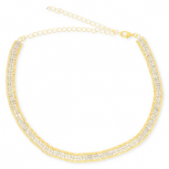 Metal TQ lat&oacute;n gargantilla con strass Dorado-cristal