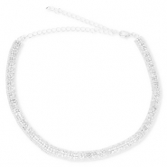 Metal TQ lat&oacute;n gargantilla con strass Plateado-cristal