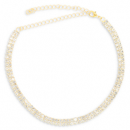 Metal TQ lat&oacute;n gargantilla con strass Dorado-cristal