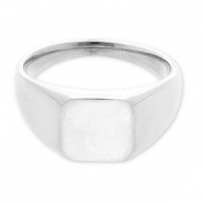 Anillos Acero Inox con cuadrado Plateado