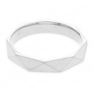  Anillos  Acero Inox Facetados Plateado