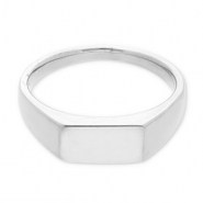 Anillos Acero Inox con rectángulo Plateado