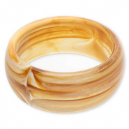 Pulseras bangle de resina Marr&oacute;n camel-blanco