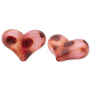 Abalorios acr&iacute;licos coraz&oacute;n con puntos Rosa claro-marr&oacute;n