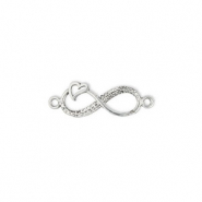 Colgantes/entrepiezas met&aacute;licos DQ infinito con coraz&oacute;n Plata vieja (sin n&iacute;quel)