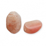 Piedra semipreciosa Ágata óvalo Rojo coral-blanco