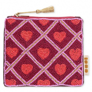 BY31&reg; Neceser corazones Rosa lila-rojo oporto-rojo coral-dorado