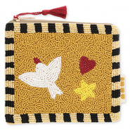 BY31&reg; Neceser p&aacute;jaro con coraz&oacute;n & estrella Marr&oacute;n mostaza-dorado claro-negro-multicolor