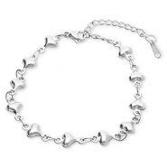 Pulseras Acero Inox coraz&oacute;n Plateado