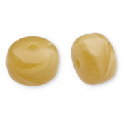 Abalorios acr&iacute;licos disco Amarillo ocre-blanco