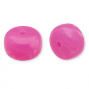 Abalorios acr&iacute;licos disco Rosa oscuro-blanco