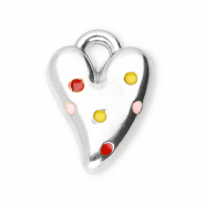Colgantes Acero Inox coraz&oacute;n Plateado-rojo-amarillo